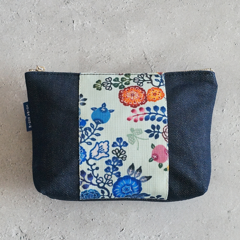 JTA紅型ヘッドレストカバーアップサイクルポーチ(華づくし模様)