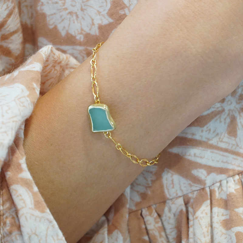 Sea glass Bracelet ~ Brass(真鍮) ~