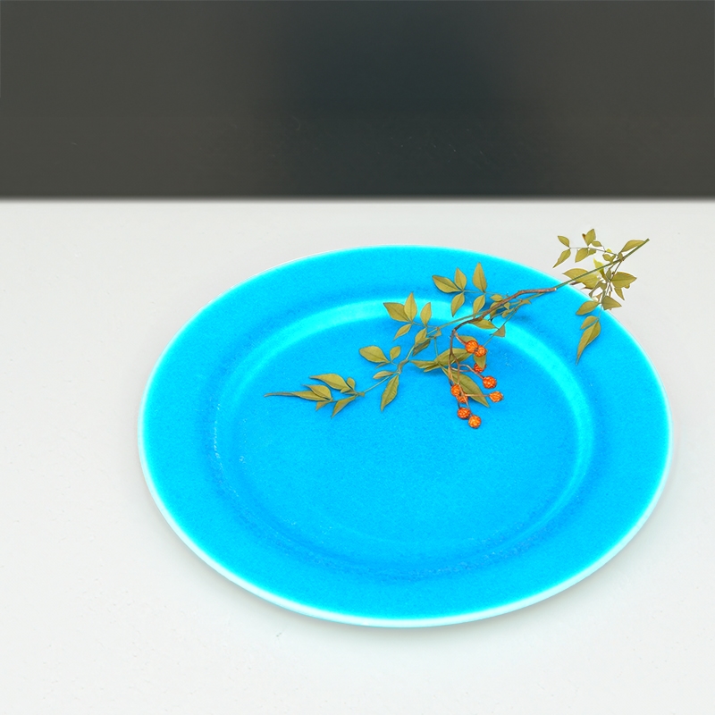【金城有美子】サンゴブルー＜リム皿23.5cm＞